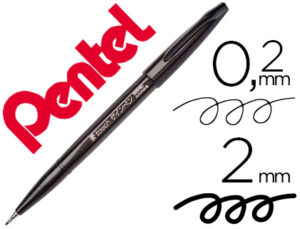 Caneta pincel pentel touch para caligrafia cor preto - Image 1