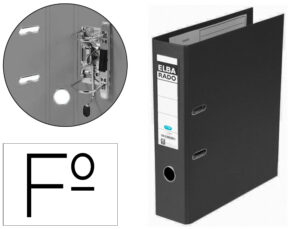 Pasta de arquivo de alavanca elba chic cartao forrado pvc com rado folio lombada de 80 mm preto