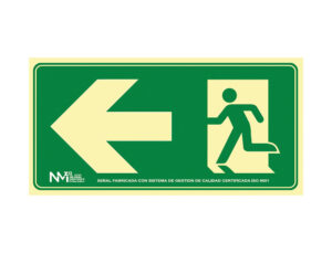 Pictograma archivo 2000 saida de emergencia esquerda pvc verde luminiscente 224x300 mm