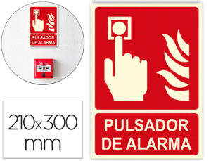 Pictograma archivo 2000 botao de alarme pvc vermelho luminiscente 210x300 mm