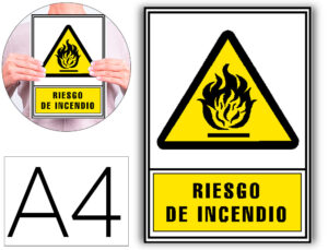 Pictograma archivo 2000 risco de incendio pvc amarelo luminiscente 210x297 mm