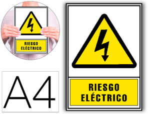Pictograma archivo 2000 risco electrico pvc amarelo luminiscente 210x297 mm