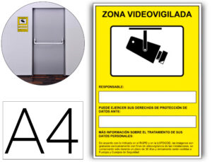 Pictograma archivo 2000 camaras de vigilancia em gravacao as 24 horas pvc amarelo luminiscente 210x297 mm