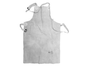 Avental para soldador faru couro cromado com tiras de couro e argolas 600x900 mm