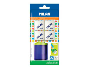 Apara lapis milan collection plastico 2 usos + 4 borrachas 430