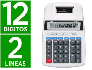 Calculadora liderpapel de secretaria com impressora ecra papel 12 digitos impressao bicolor branca 235x155x62 mm