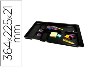 Bandeja organizadora q-connect de gavetas cor preto 364x225x21 mm - Image 1
