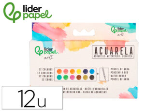 Aguarela liderpapel 12 cores com pincel de água recarregável estojo de plástico