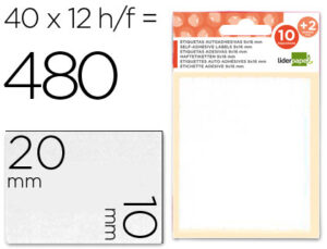 Etiquetas adesivas liderpapel 10 + 2 folhas 10x20 mm 420 etiquetas