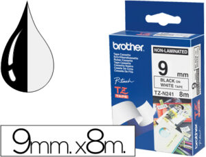 Fita brother tze-n231 não laminada branco-preto 9mm x 8m - Image 1