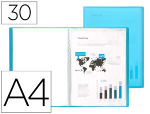 Capa catalogo liderpapel 30 bolsas polipropileno din a4 azul
