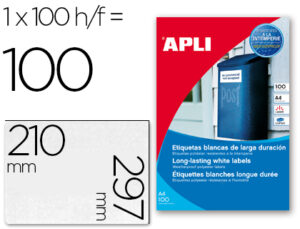 Etiquetas adesivas apli 12121 formato 210x297 mm poliester resistente a interperie impressao laser