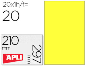 Etiqueta adesiva apli 02878 medidas 210x297 mm para laser fotocopiadora tinteiro caixa com 20 folhas din a4 amarelo
