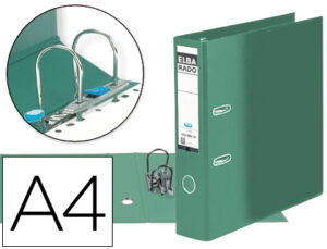 Pasta de arquivo de alavanca elba cartao din a4 verde lombada de 80 mm