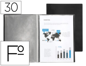 Capa catalogo liderpapel 30 bolsas polipropileno folio preto